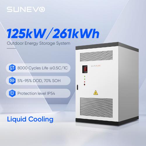 Sunark 125kW 261kWh Liquid Cooling Outdoor Energy Storage System with 8000 Cycles Life for Commercial Industrial Use