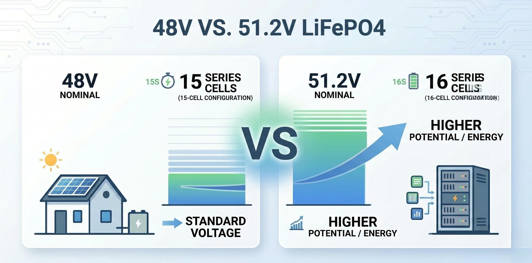 What is the Difference Between 48V and 51.2V Lithium Iron Phosphate Batteries?