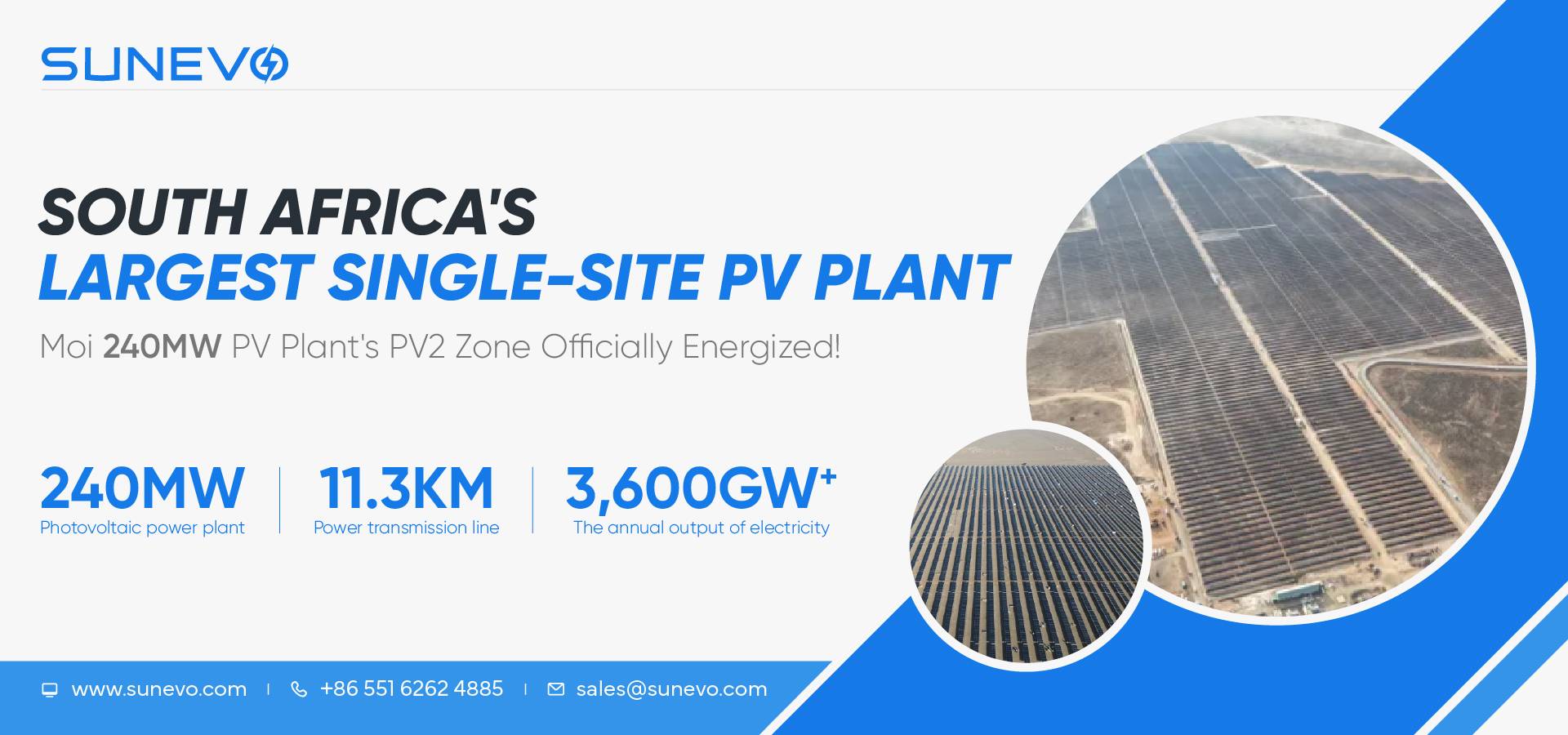 South Africa's Largest Single-Site PV Plant—Mooiplaats 240MW PV Plant's PV2 Zone Officially Energized